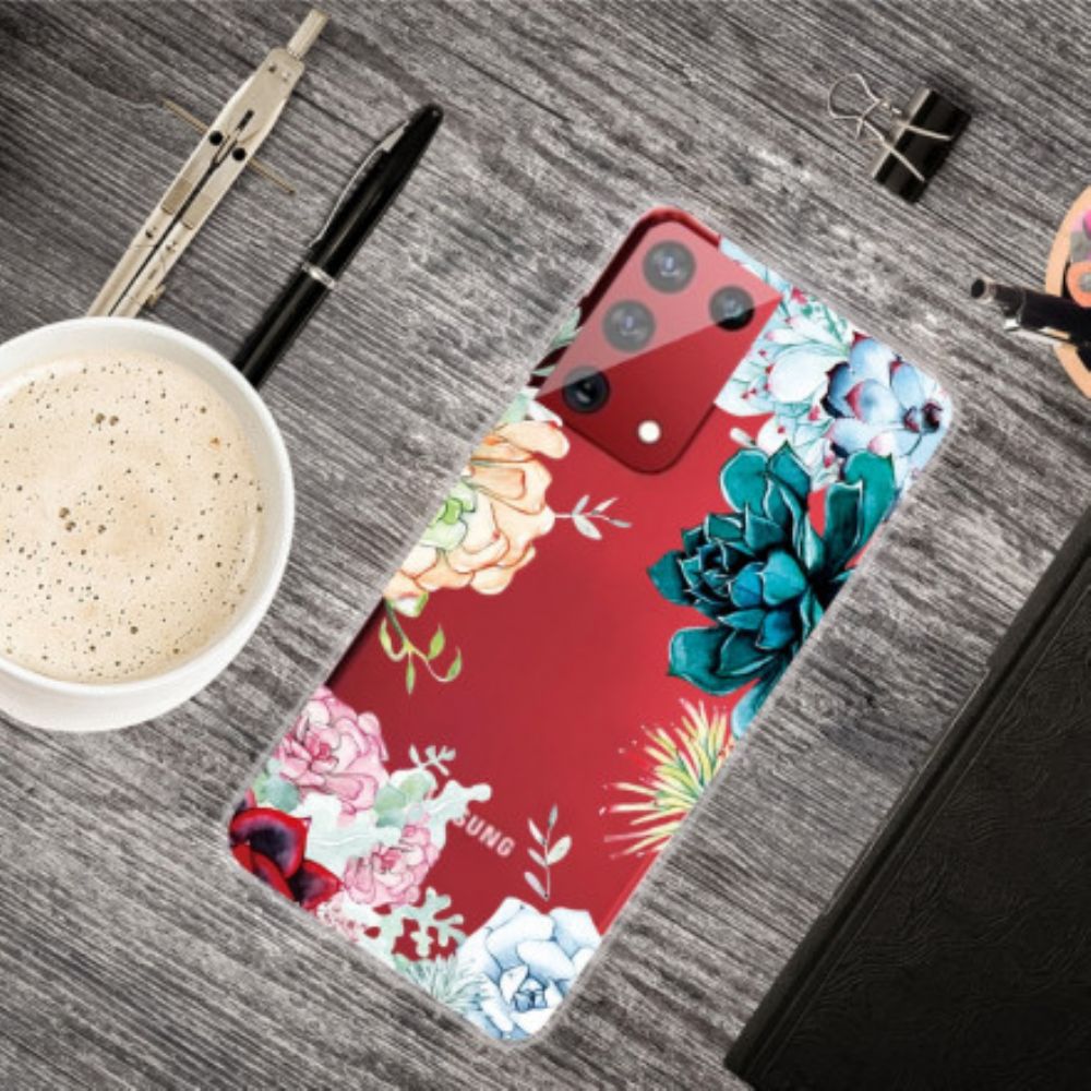 Hülle Für Samsung Galaxy S21 Ultra 5G Aquarell Blumen