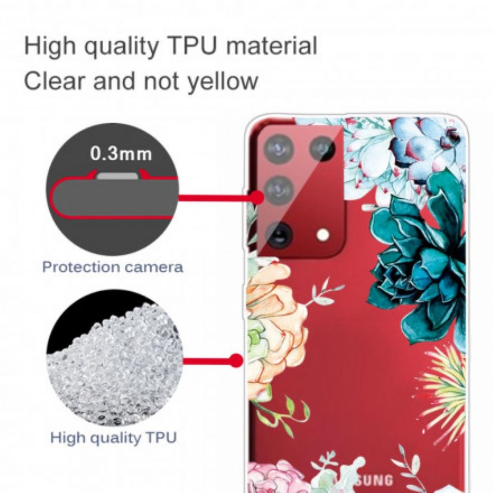 Hülle Für Samsung Galaxy S21 Ultra 5G Aquarell Blumen