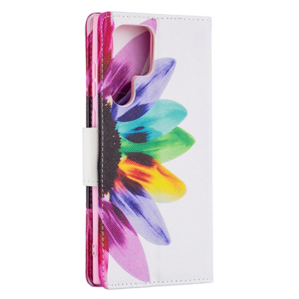 Lederhüllen Für Samsung Galaxy S21 Ultra 5G Aquarell Blume