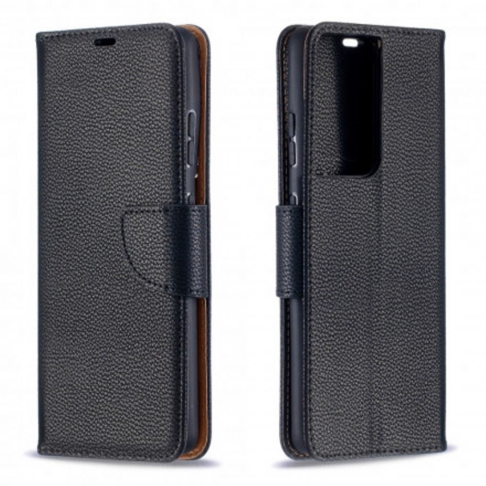 Lederhüllen Für Samsung Galaxy S21 Ultra 5G Flip Case Litschi-klappe Schräg