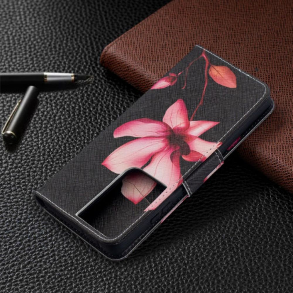 Lederhüllen Für Samsung Galaxy S21 Ultra 5G Rosa Blume