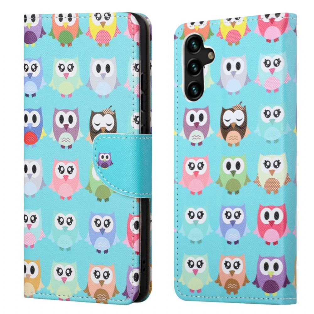 Flip Case Für Samsung Galaxy A13 5G Eulen