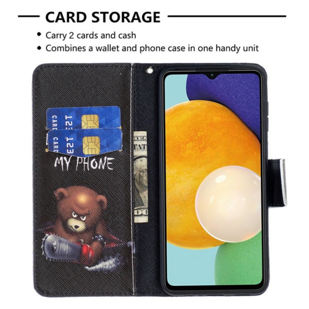 Flip Case Für Samsung Galaxy A13 5G Gefährlicher Bär