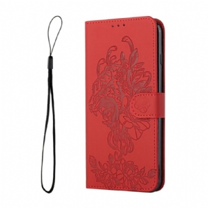 Flip Case Für Samsung Galaxy A13 5G Mit Kordel Barocker Riemchen-tiger