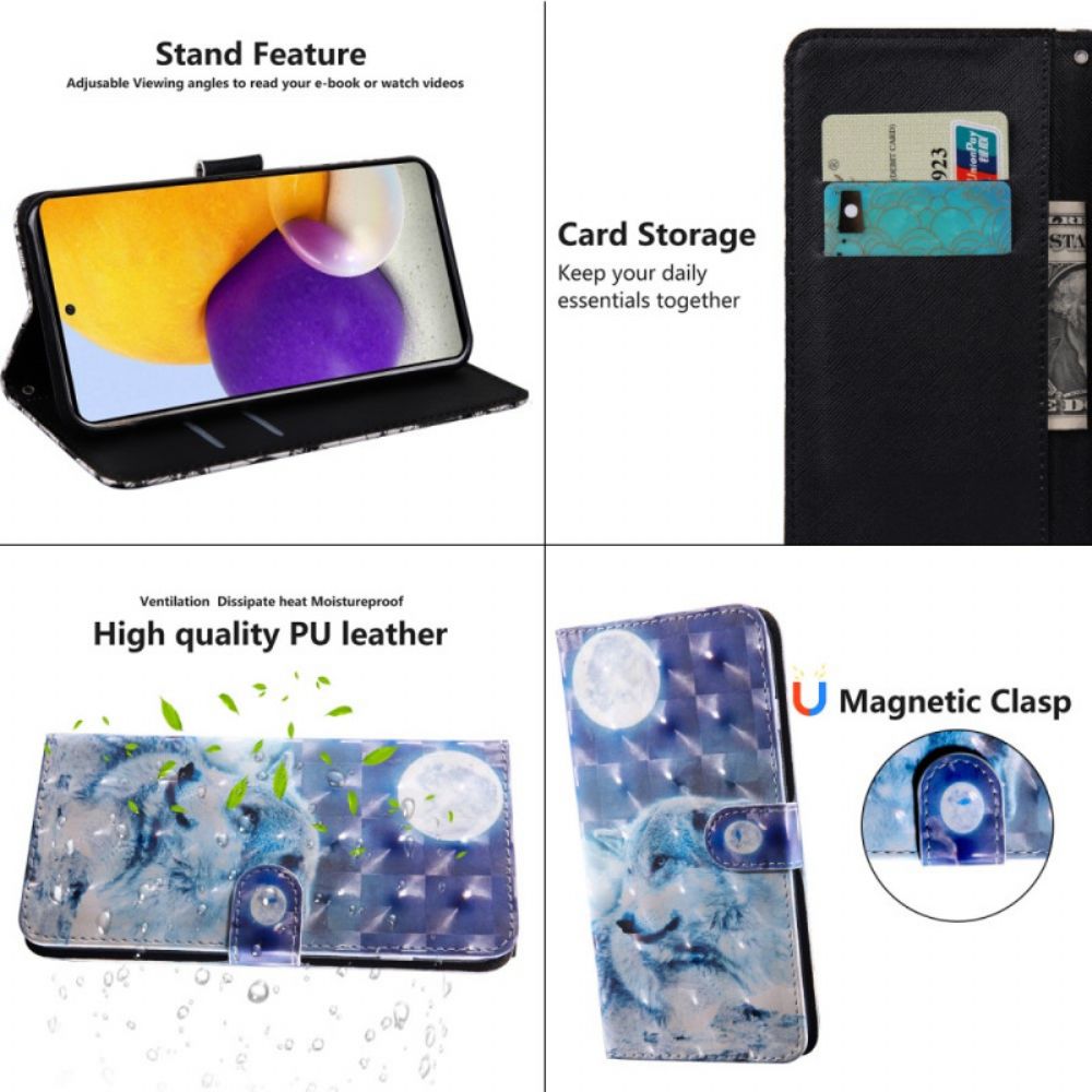 Flip Case Für Samsung Galaxy A13 5G Mondscheinwolf