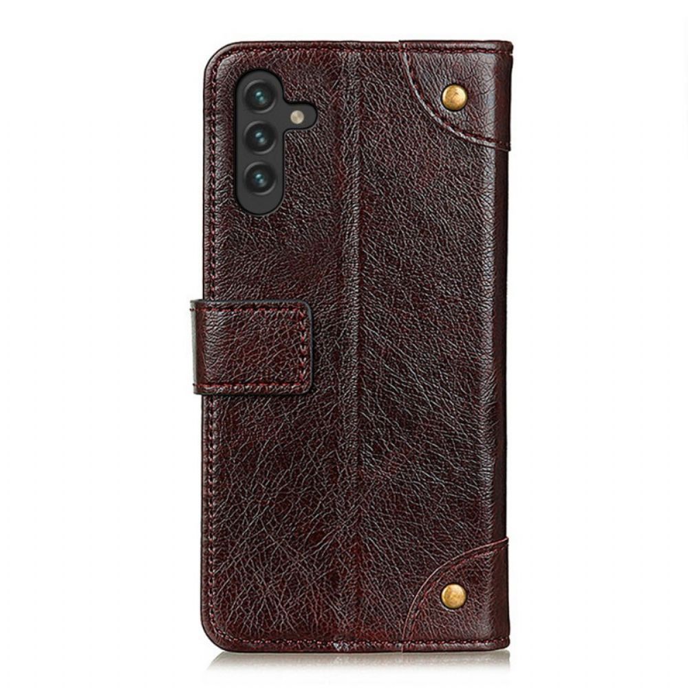 Flip Case Für Samsung Galaxy A13 5G Spaltnappaleder Nieten