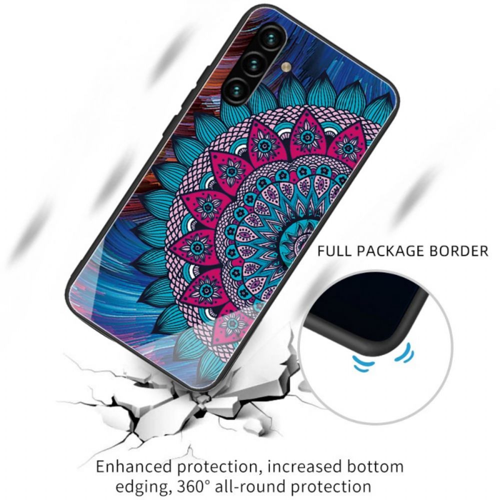 Handyhülle Für Samsung Galaxy A13 5G Mandala Aus Gehärtetem Glas