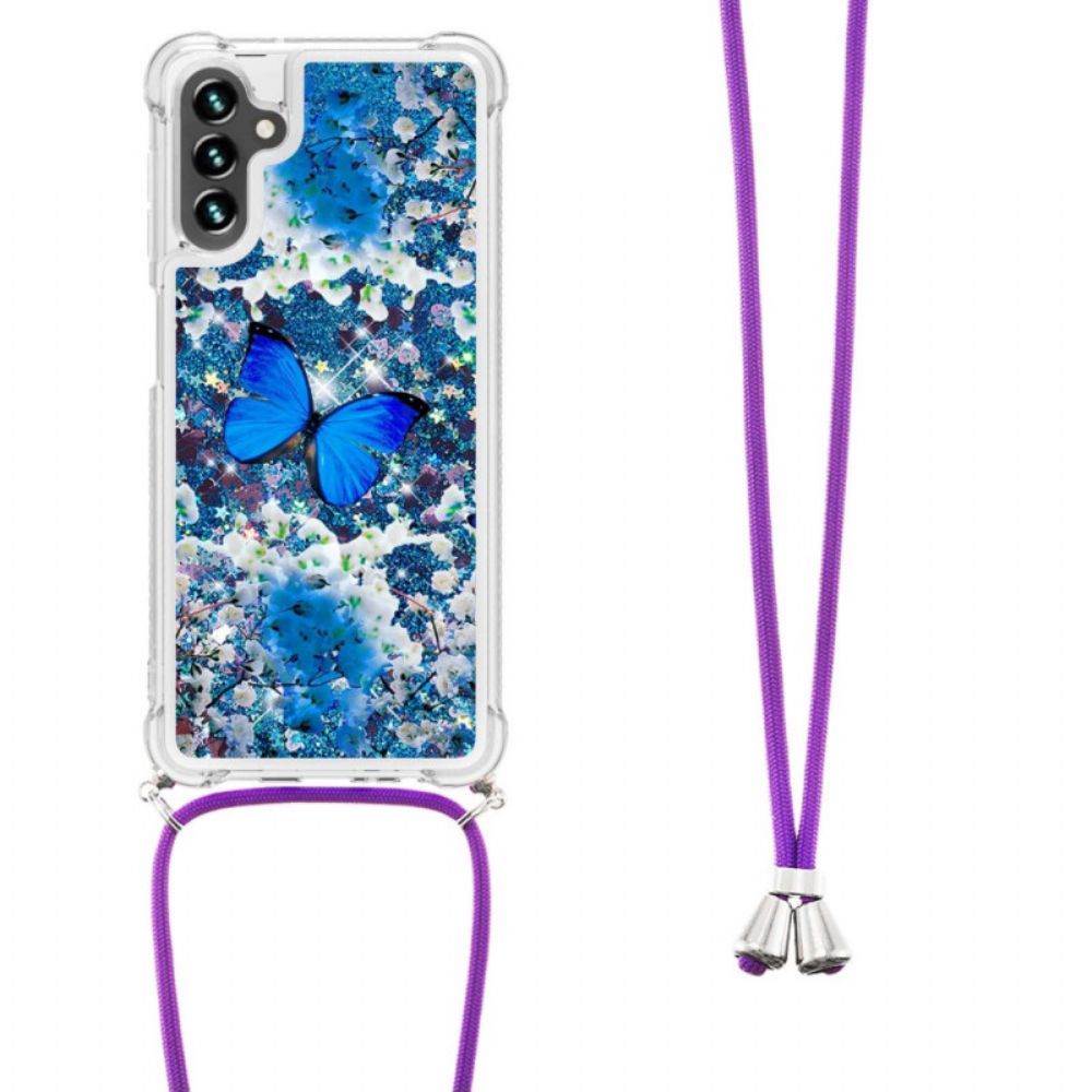 Hülle Für Samsung Galaxy A13 5G Mit Kordel Schmetterlings-pailletten-kordelzug