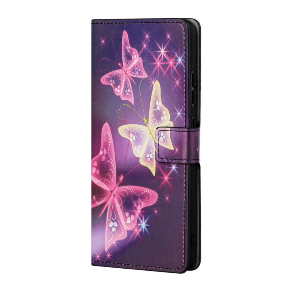 Lederhüllen Für Samsung Galaxy A13 5G Schmetterlinge Und Blumen