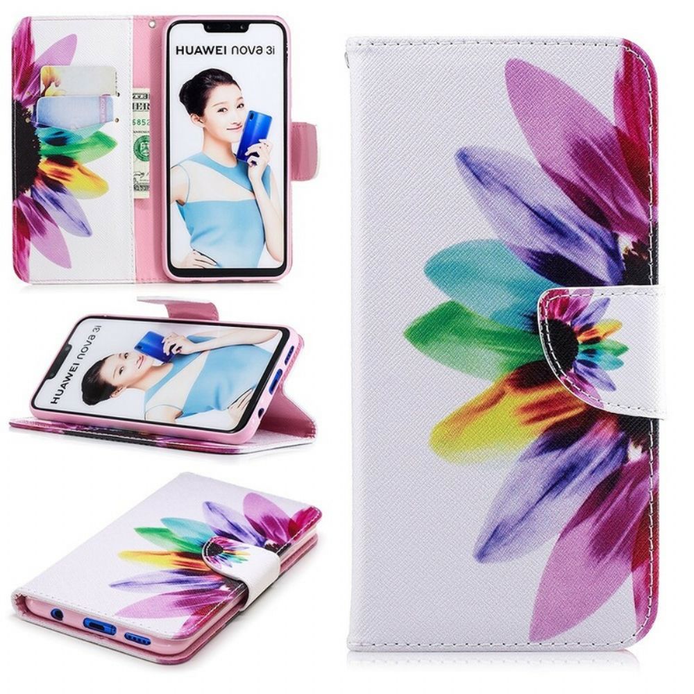 Flip Case Für Huawei P Smart Plus Aquarell Blume