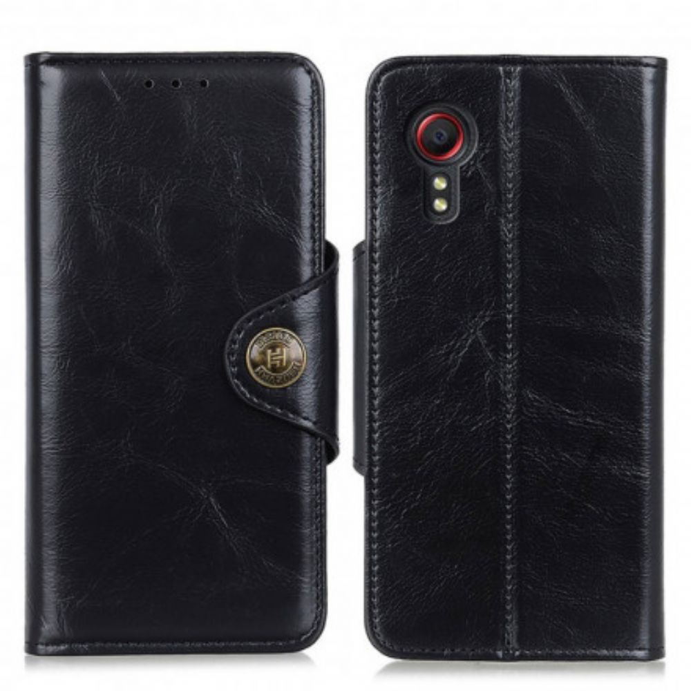 Flip Case Für Samsung Galaxy XCover 5 Kunstlederknopf Vintage