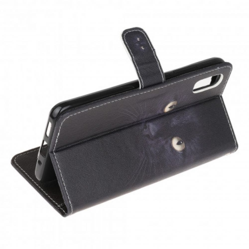 Flip Case Für Samsung Galaxy XCover 5 Mit Kordel String Mit Schwarzen Katzenaugen