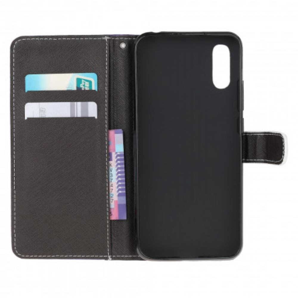 Flip Case Für Samsung Galaxy XCover 5 Mit Kordel String Mit Schwarzen Katzenaugen