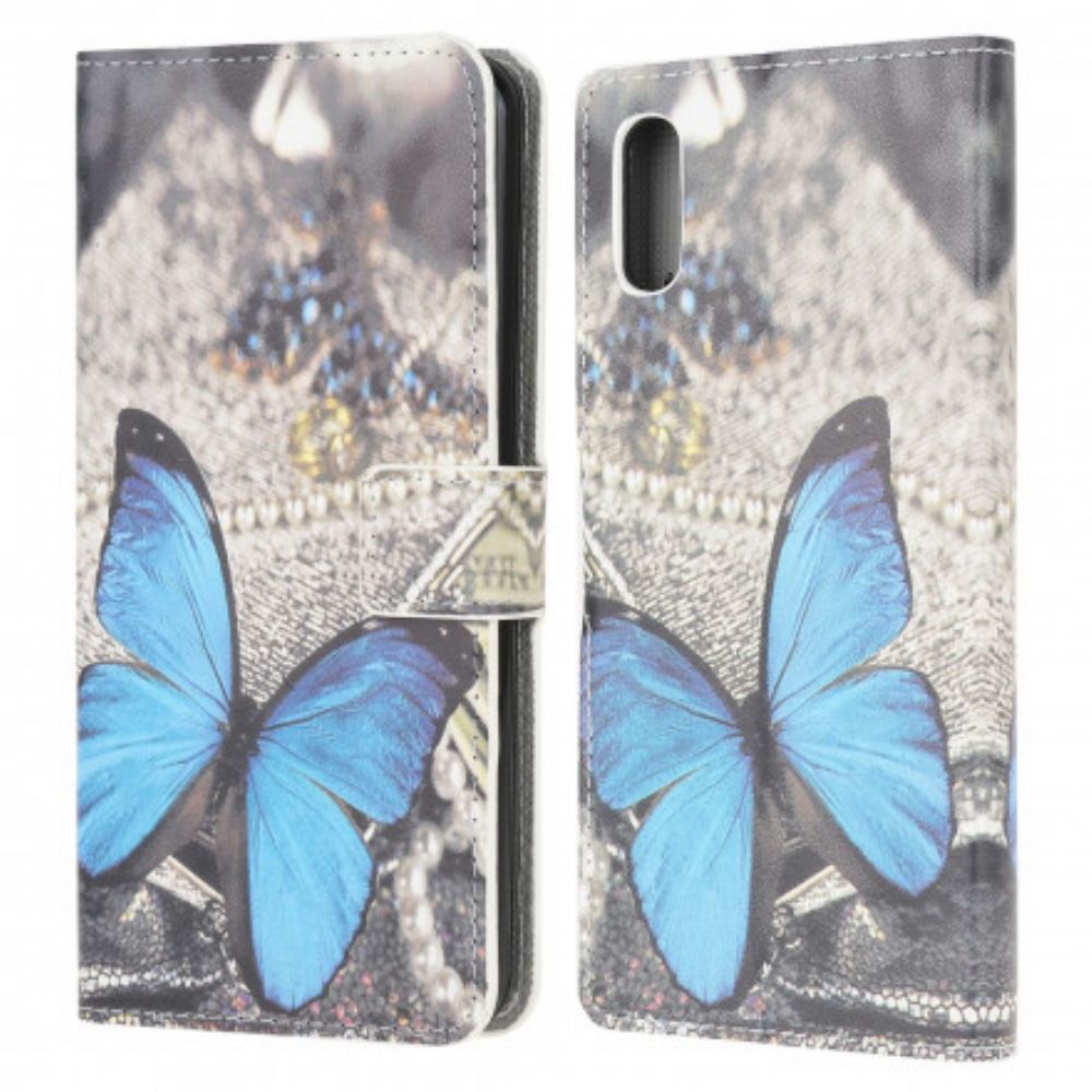 Lederhüllen Für Samsung Galaxy XCover 5 Blauer Schmetterling