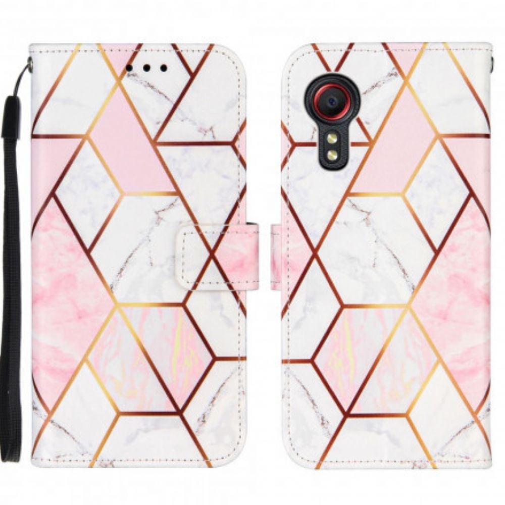 Lederhüllen Für Samsung Galaxy XCover 5 Geometrischer Marmor