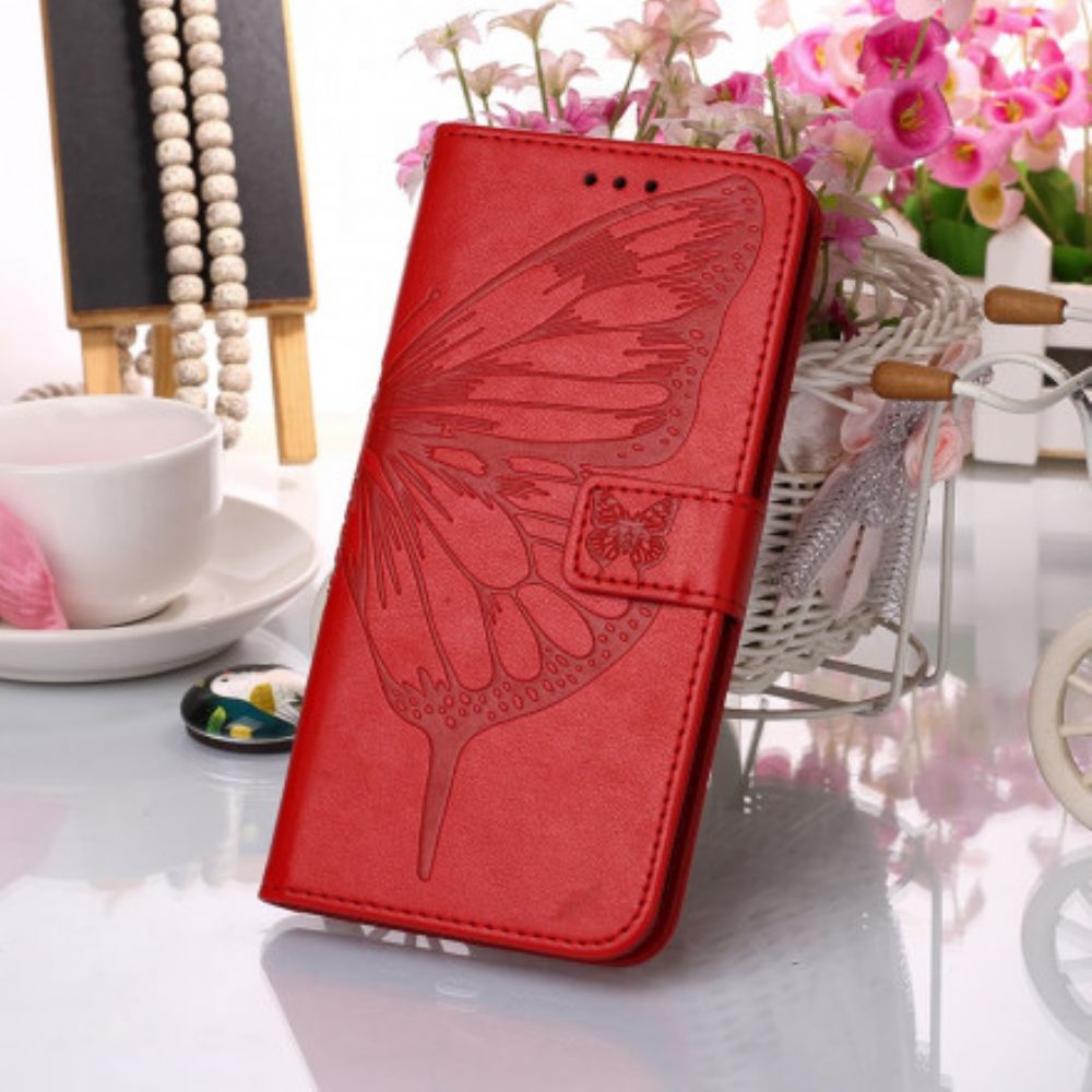 Lederhüllen Für Samsung Galaxy XCover 5 Schmetterlingsdesign Mit Lanyard