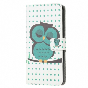 Flip Case Für Huawei P40 Lite E / Huawei Y7p Schlafende Eule
