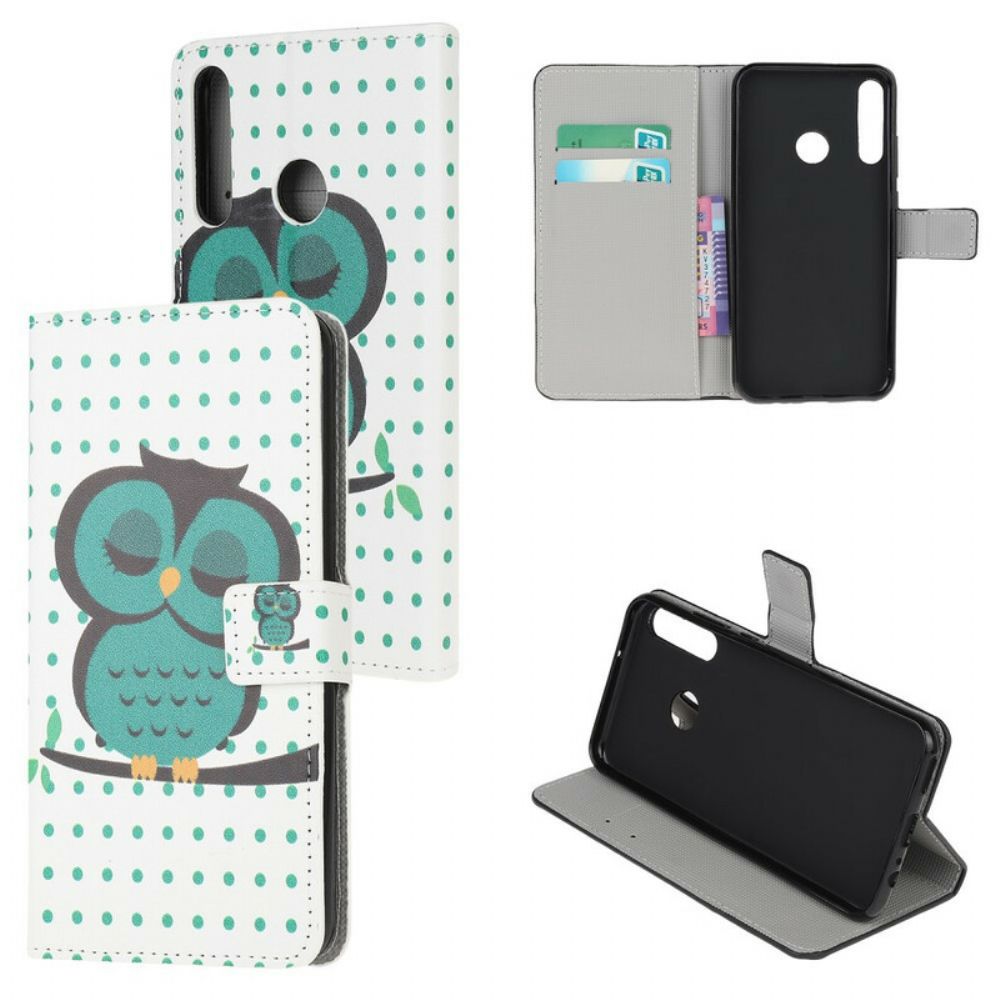 Flip Case Für Huawei P40 Lite E / Huawei Y7p Schlafende Eule