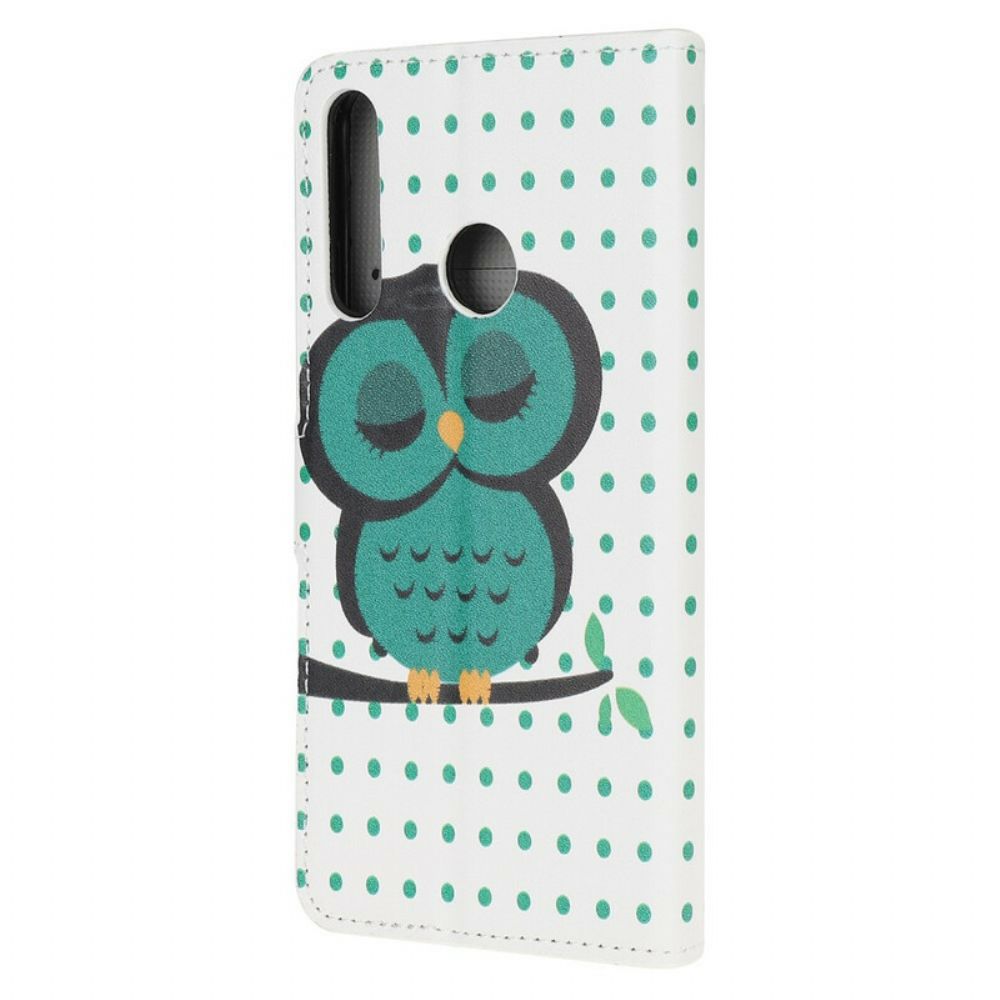 Flip Case Für Huawei P40 Lite E / Huawei Y7p Schlafende Eule