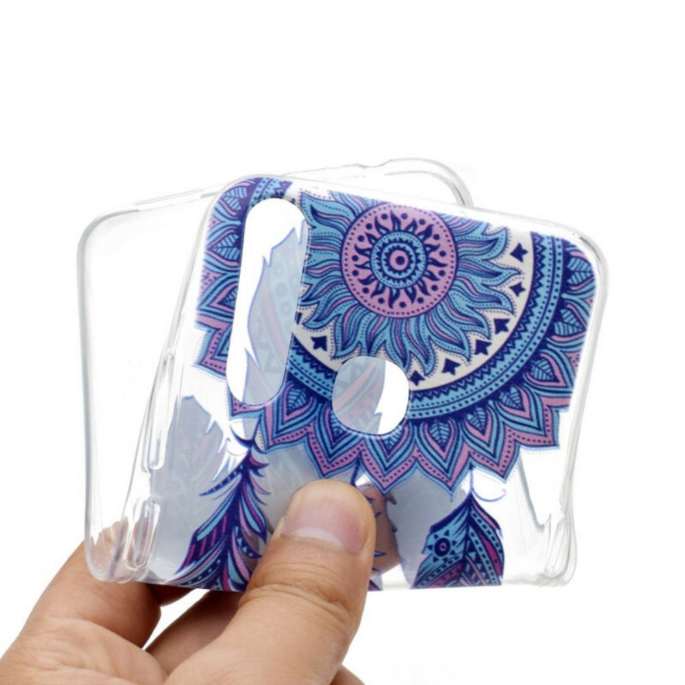 Hülle Für Huawei P40 Lite E / Huawei Y7p Transparenter Traumfänger Blaue Federn