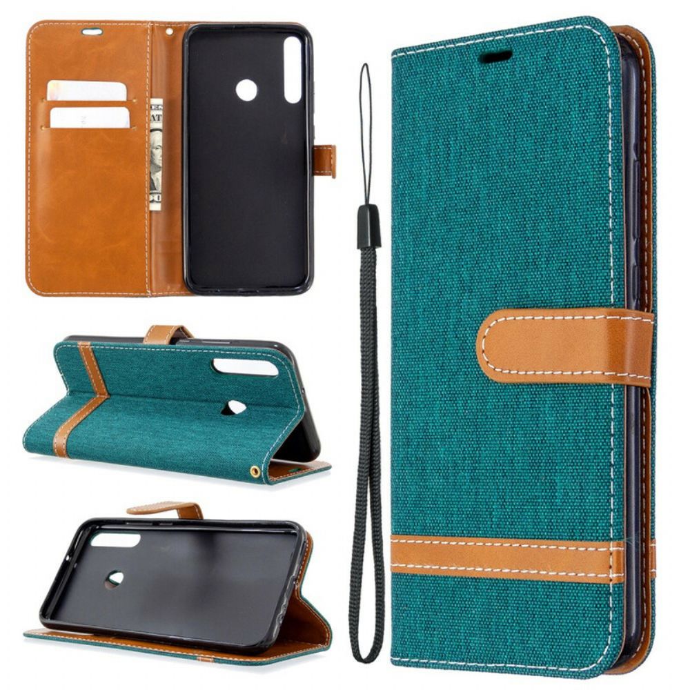 Lederhüllen Für Huawei P40 Lite E / Huawei Y7p Mit Kordel Armband In Stoff- Und Lederoptik