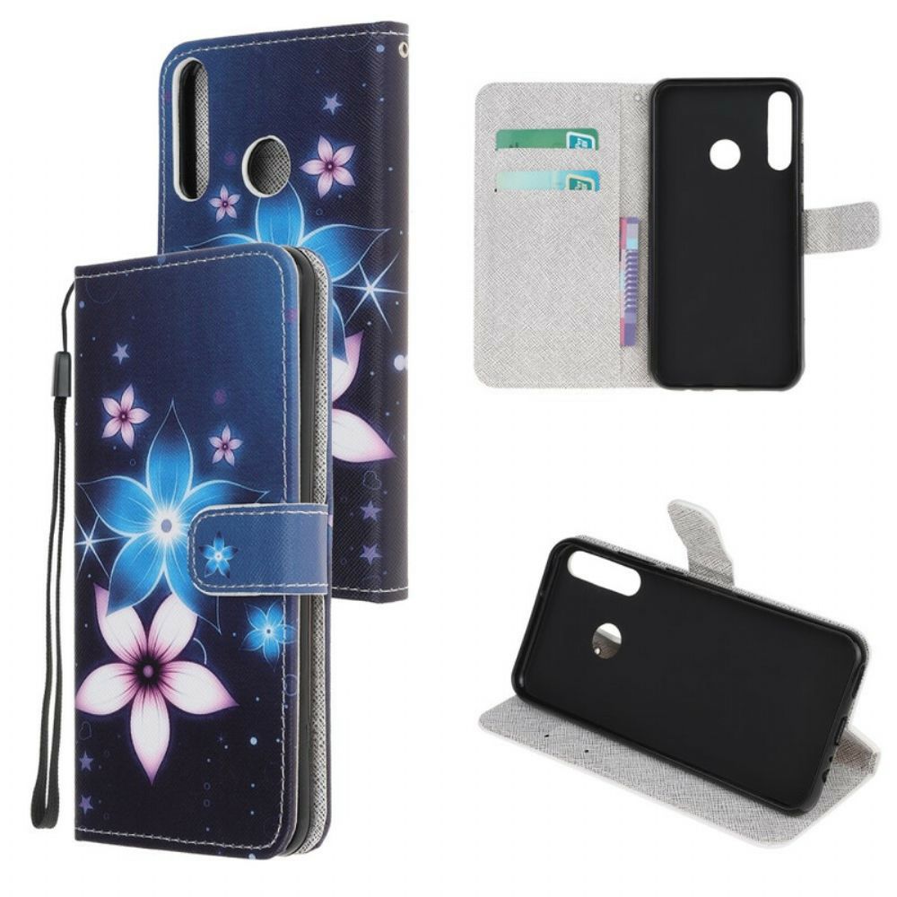 Lederhüllen Für Huawei P40 Lite E / Huawei Y7p Mit Kordel Mondriemen Blumen