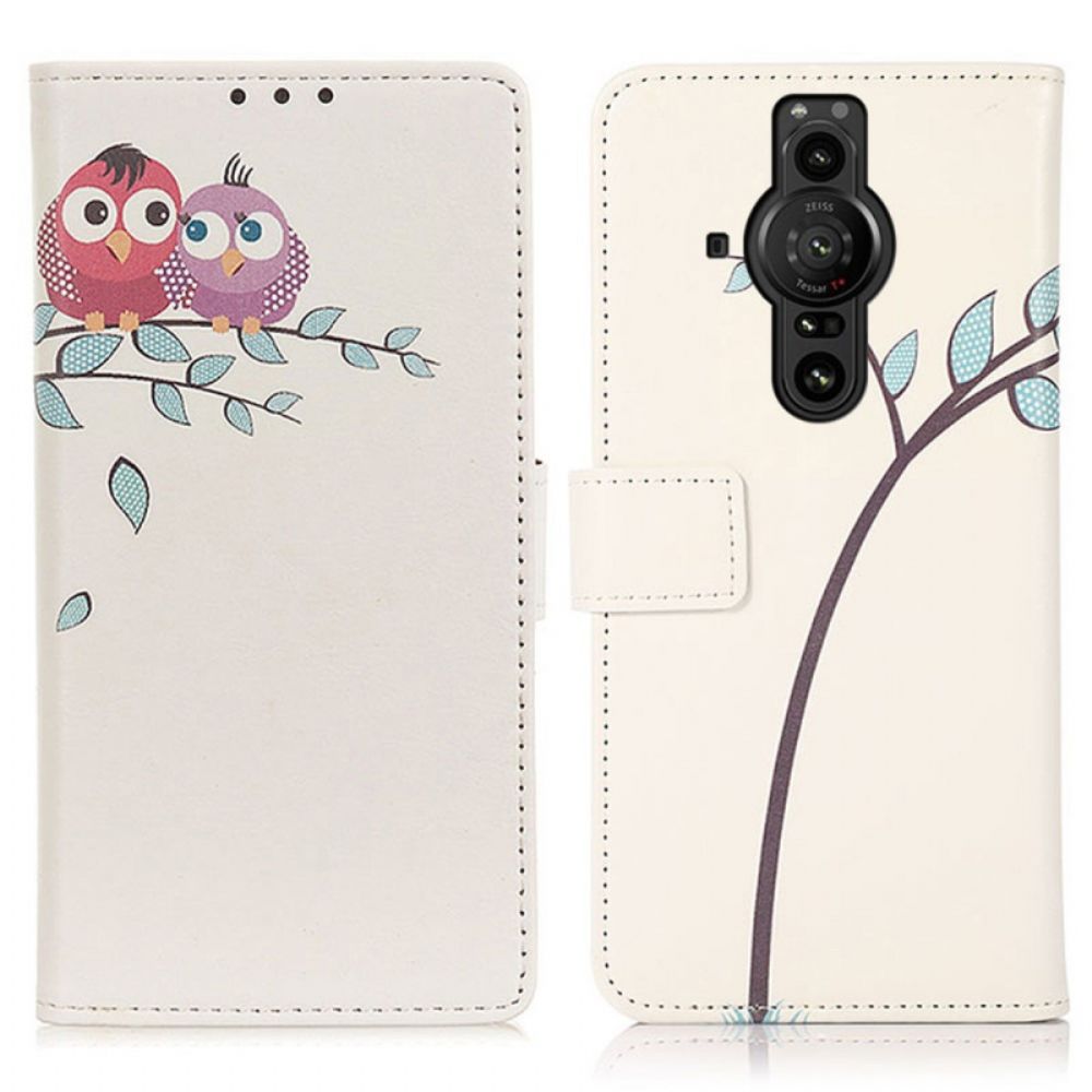 Flip Case Für Sony Xperia Pro-I Eulenpaar Auf Dem Baum