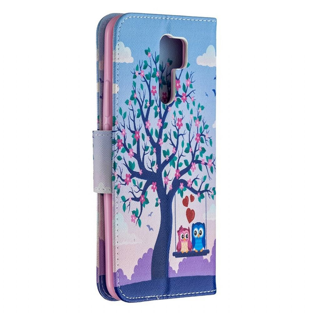 Flip Case Für Xiaomi Redmi 9 Eulen Auf Der Schaukel