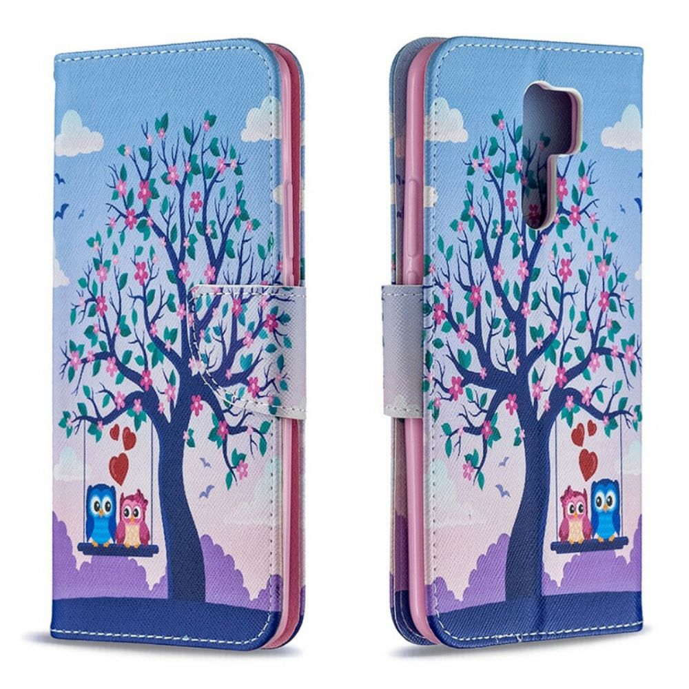 Flip Case Für Xiaomi Redmi 9 Eulen Auf Der Schaukel