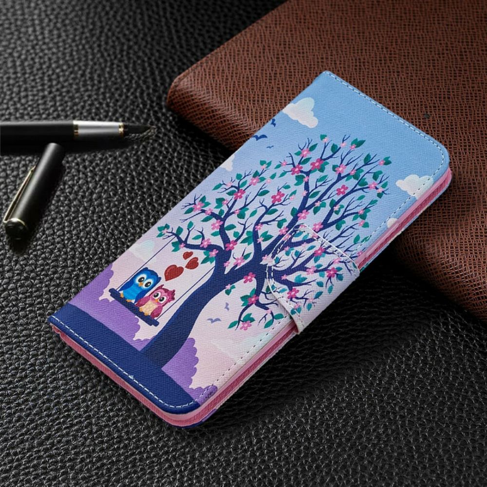 Flip Case Für Xiaomi Redmi 9 Eulen Auf Der Schaukel