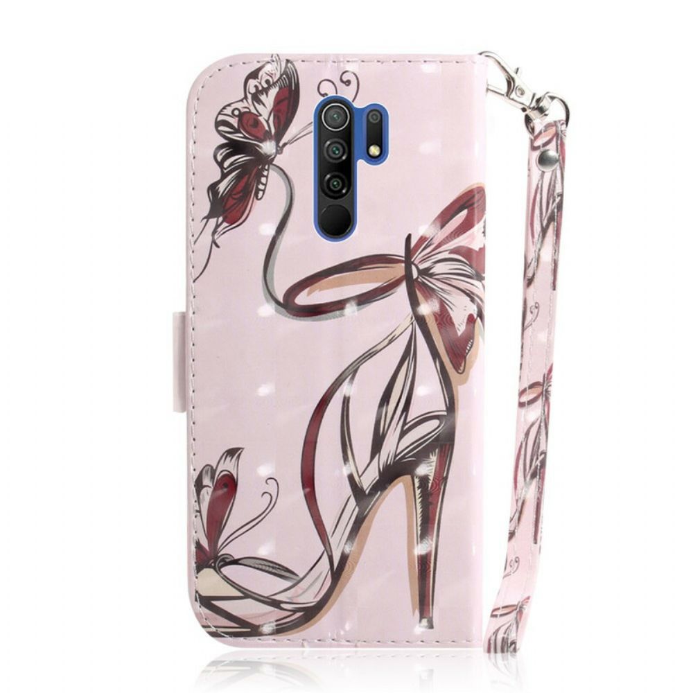 Flip Case Für Xiaomi Redmi 9 Mit Kordel Riemenpumpe
