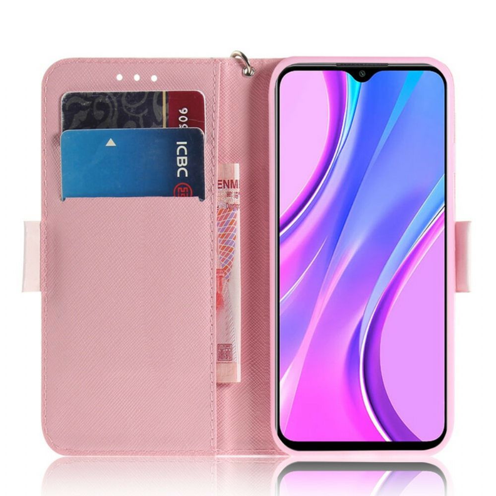 Flip Case Für Xiaomi Redmi 9 Mit Kordel Riemenpumpe
