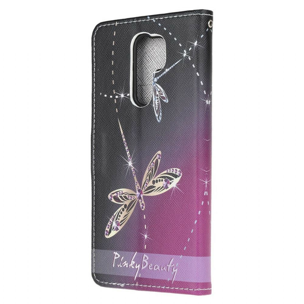 Flip Case Für Xiaomi Redmi 9 Mit Kordel String Libellen