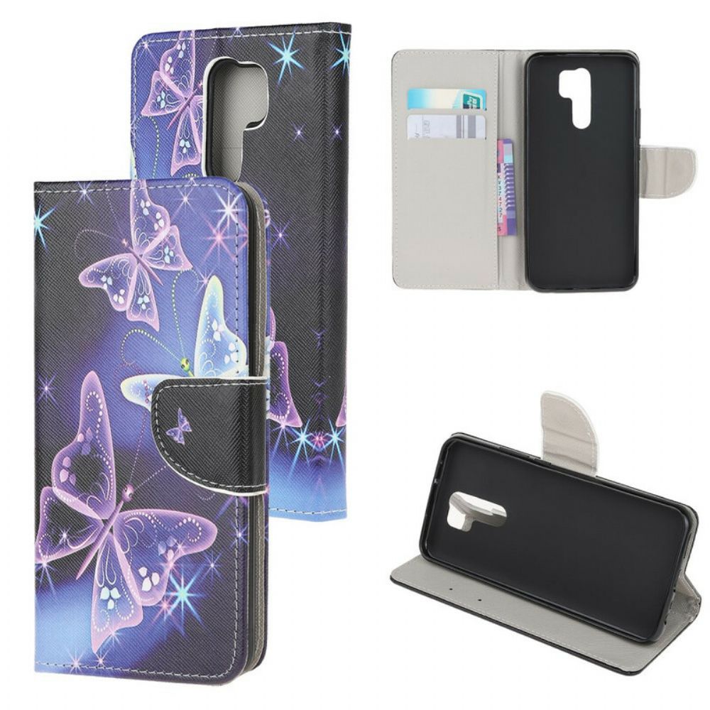 Flip Case Für Xiaomi Redmi 9 Neon-schmetterlinge