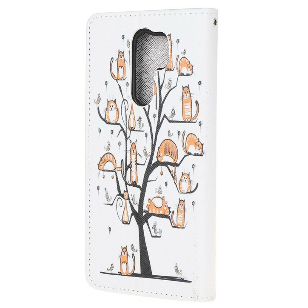 Lederhüllen Für Xiaomi Redmi 9 Mit Kordel Funky Cats Mit Riemen