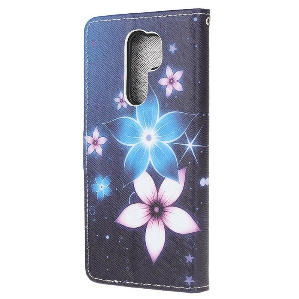 Lederhüllen Für Xiaomi Redmi 9 Mit Kordel Mondblumenband