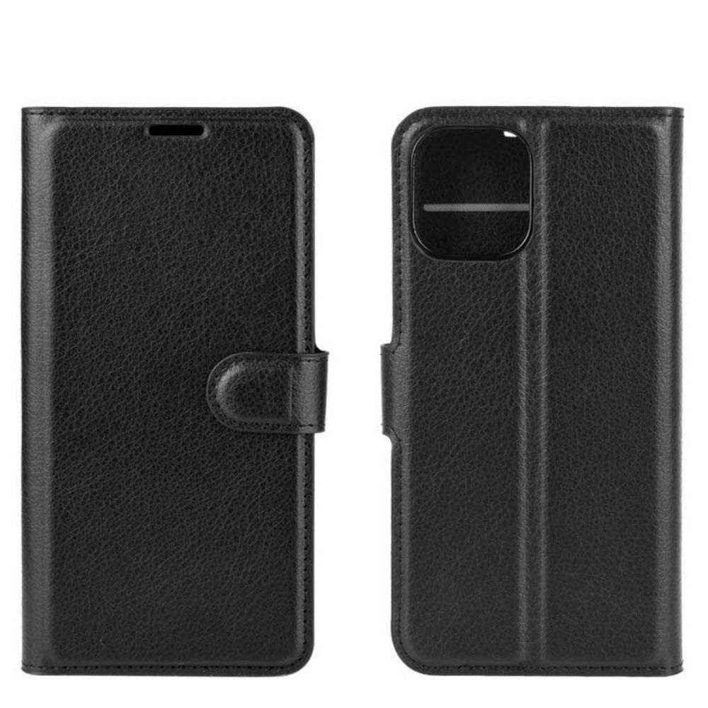 Flip Case Für iPhone 12 Mini Klassischer Litschi-leder-effekt