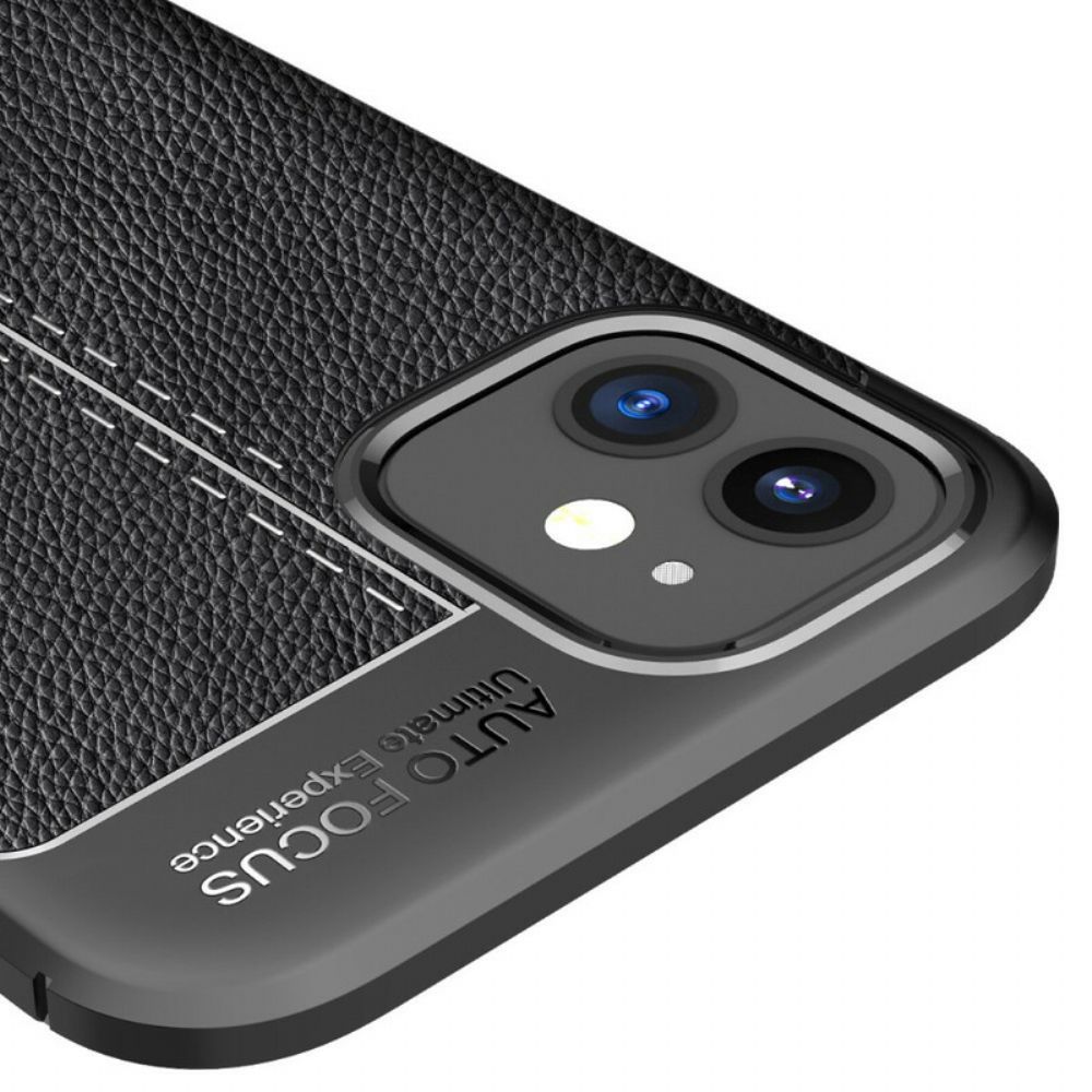 Handyhülle Für iPhone 12 Mini Doppellinie Litschi-leder-effekt