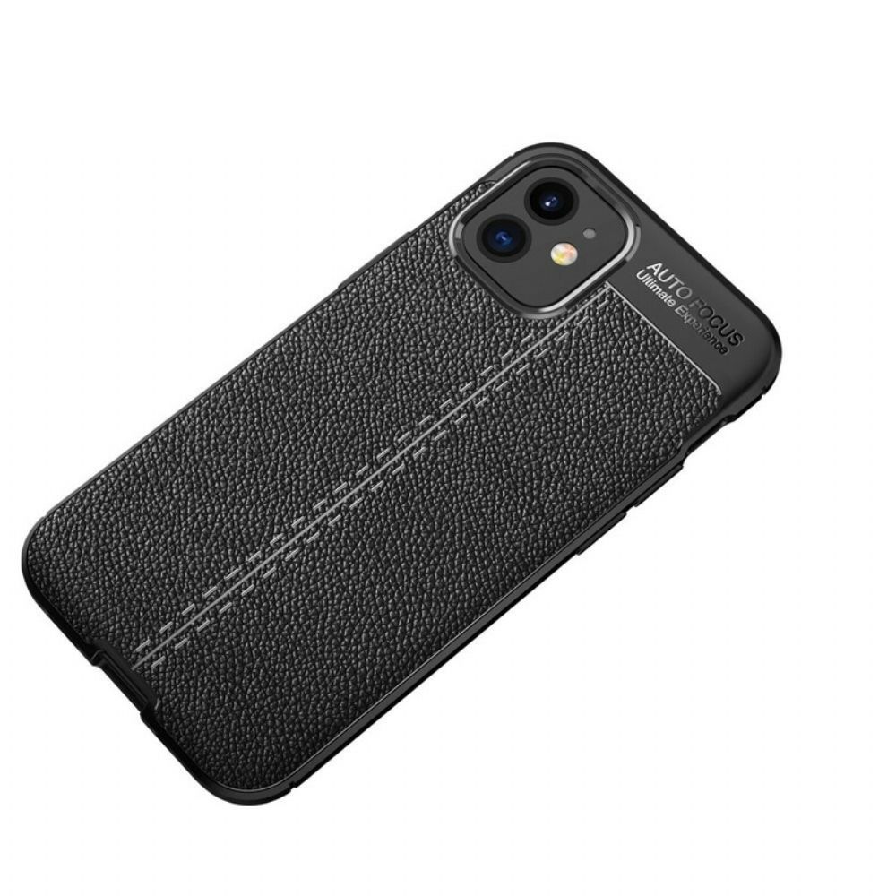 Handyhülle Für iPhone 12 Mini Doppellinie Litschi-leder-effekt