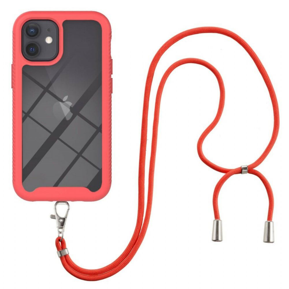 Handyhülle Für iPhone 12 Mini Hybrid Mit Tunnelzug Und Farbigem Besatz