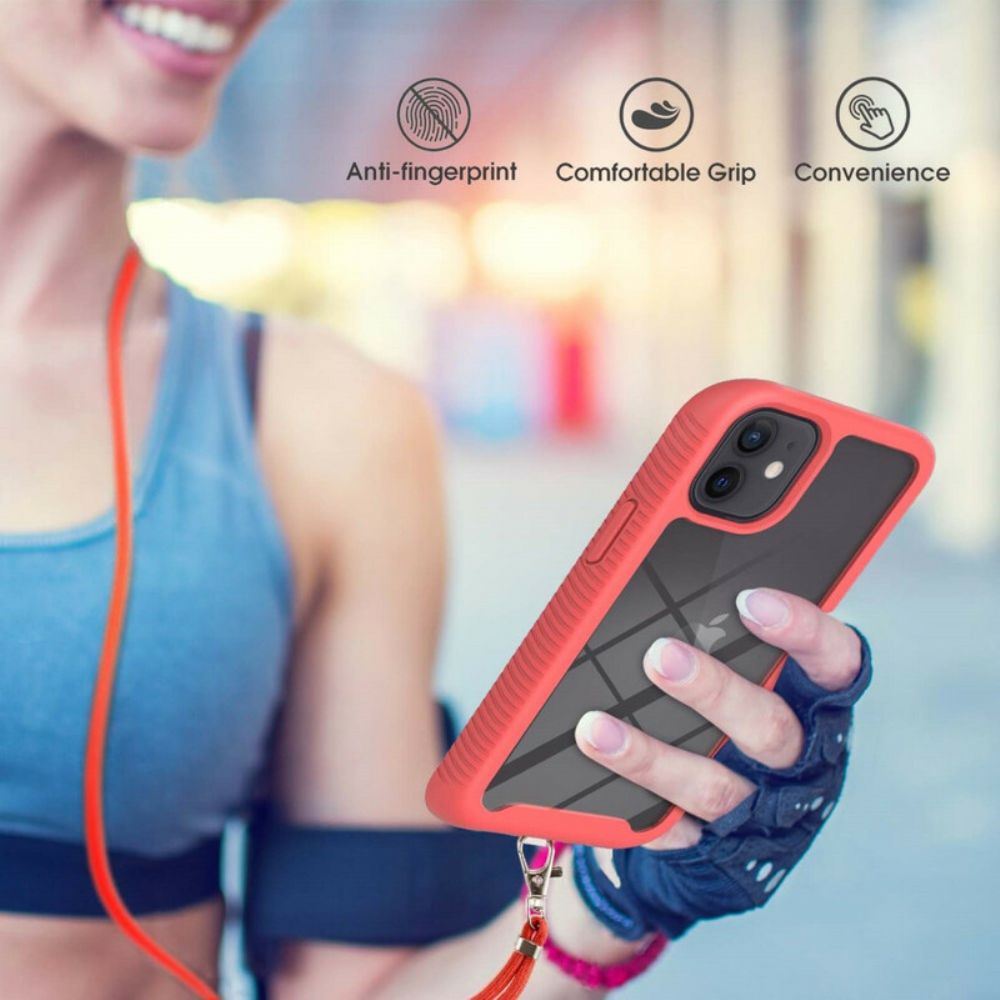 Handyhülle Für iPhone 12 Mini Hybrid Mit Tunnelzug Und Farbigem Besatz
