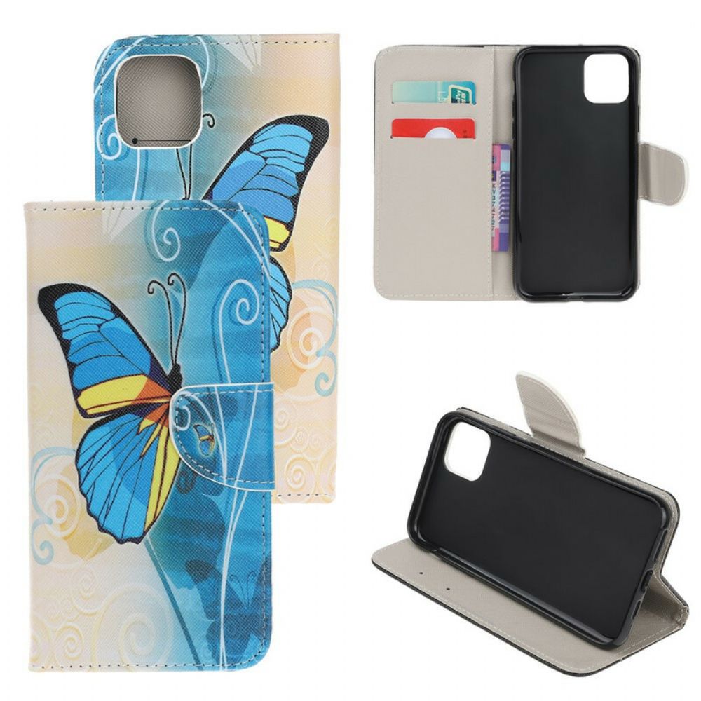 Lederhüllen Für iPhone 12 Mini Bunter Schmetterling