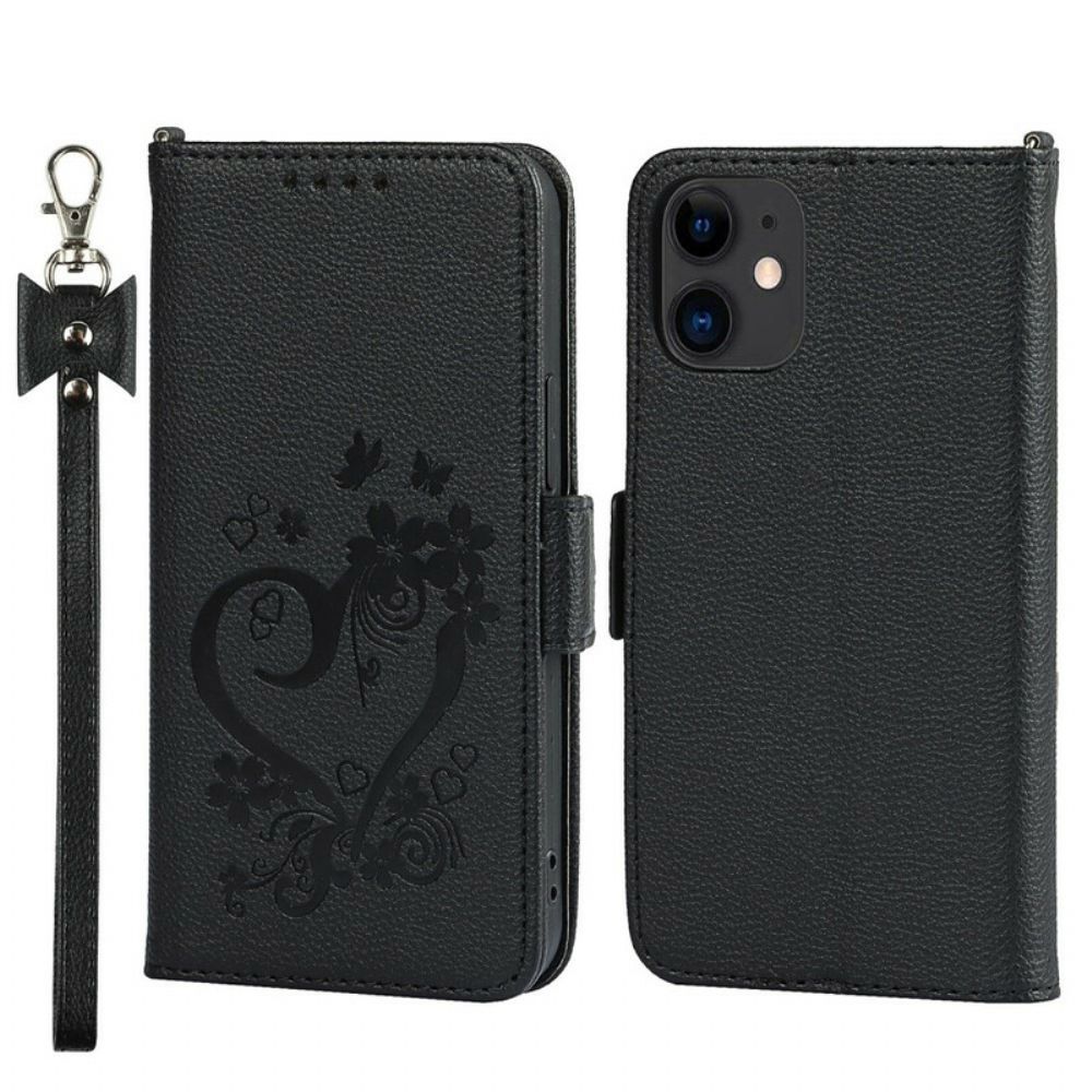 Lederhüllen Für iPhone 12 Mini Mit Kordel Tanga-herz