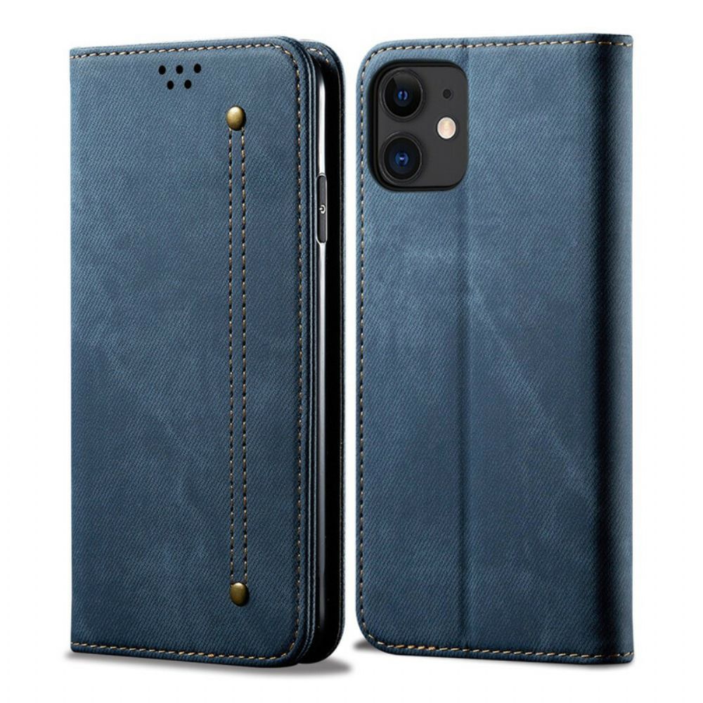 Schutzhülle Für iPhone 12 Mini Flip Case Lederimitat Mit Jeansstruktur
