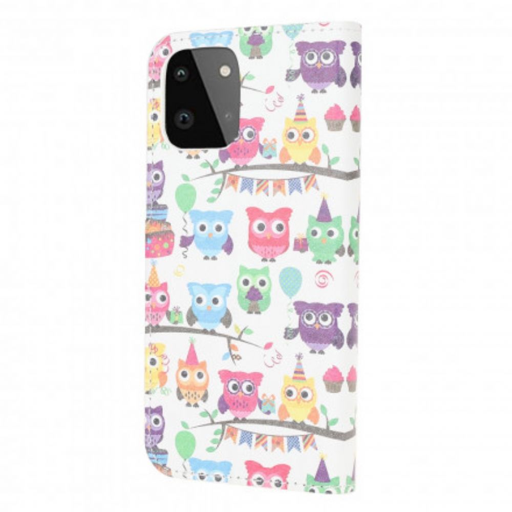 Flip Case Für Samsung Galaxy A22 5G Eulen