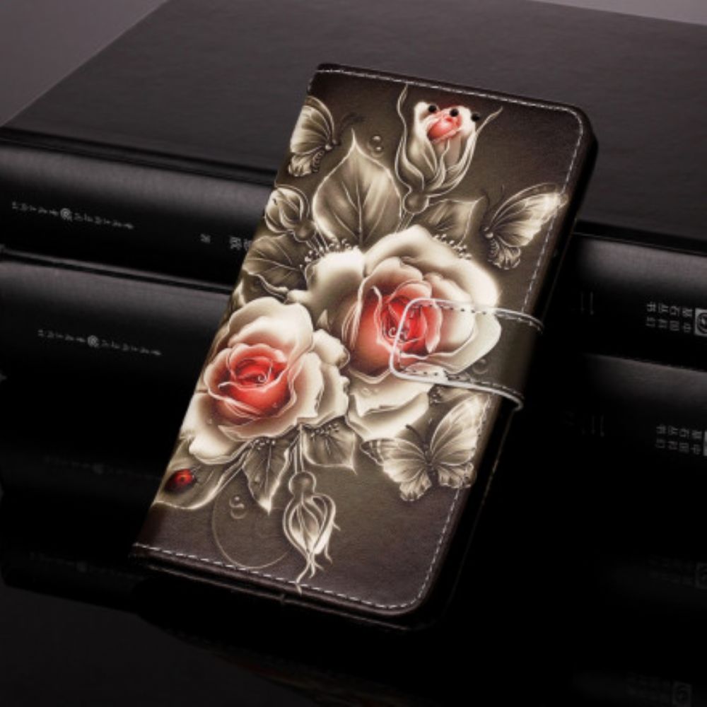 Flip Case Für Samsung Galaxy A22 5G Goldene Rosen