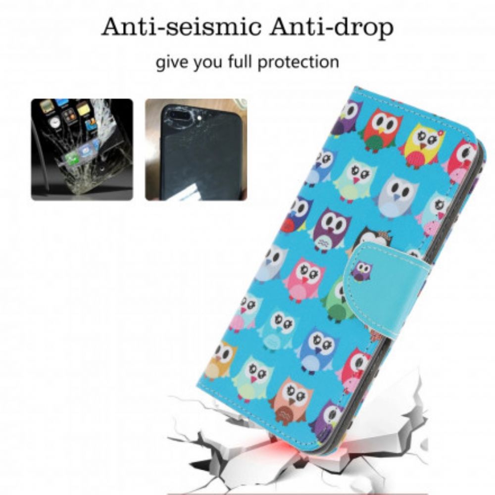 Flip Case Für Samsung Galaxy A22 5G Mehrere Eulen
