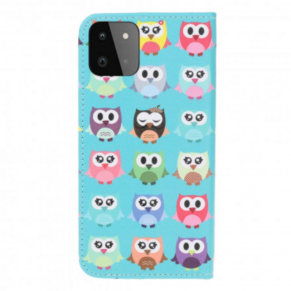 Flip Case Für Samsung Galaxy A22 5G Mehrere Eulen