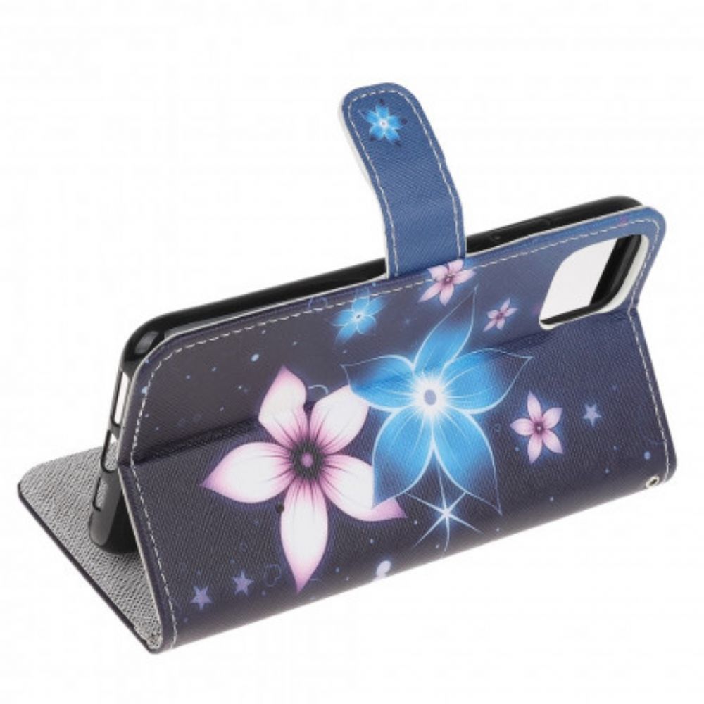 Flip Case Für Samsung Galaxy A22 5G Mit Kordel Mondblumenband