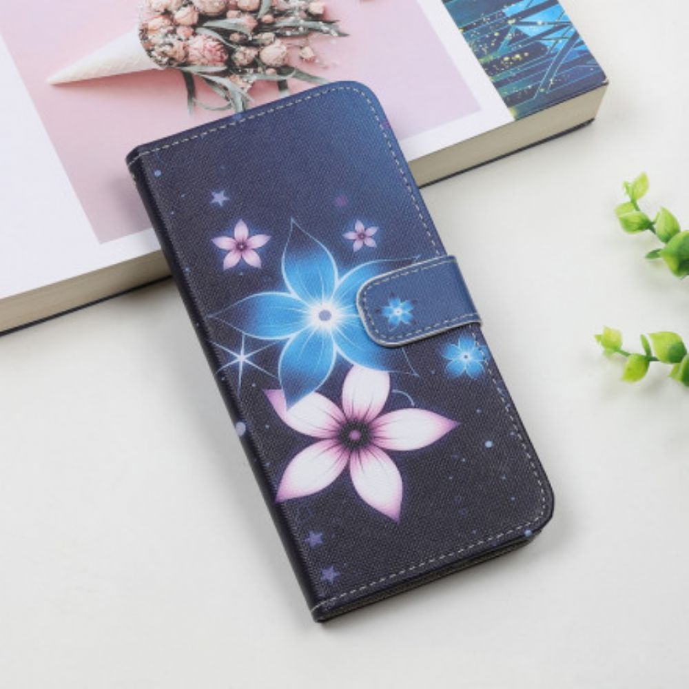 Flip Case Für Samsung Galaxy A22 5G Mit Kordel Mondblumenband